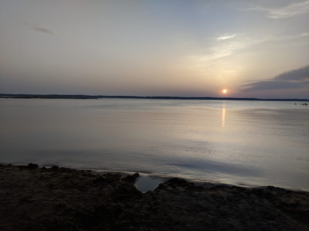 Sunset over the lake at Biscarrosse