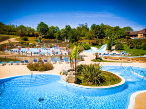 The pool Area at Saint Avit loisirs showing the splash park