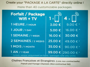 wifi packages and costs at saint avit loisirs