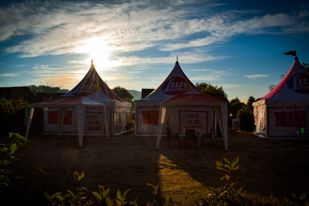 Fun station tents at La Croix du vieux pont berny riviere france (11)