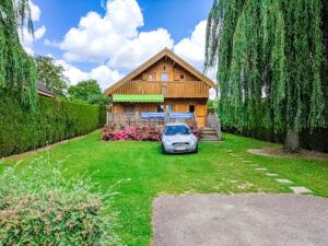 front of 4 bedroom villa lodge at la croix du vieux pont berny riviere