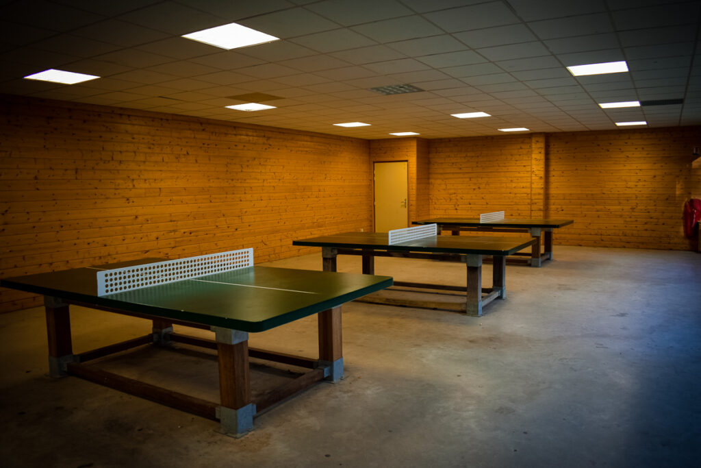 One of the indoor table tennis courts at La Croix du vieux pont berny riviere france (12)