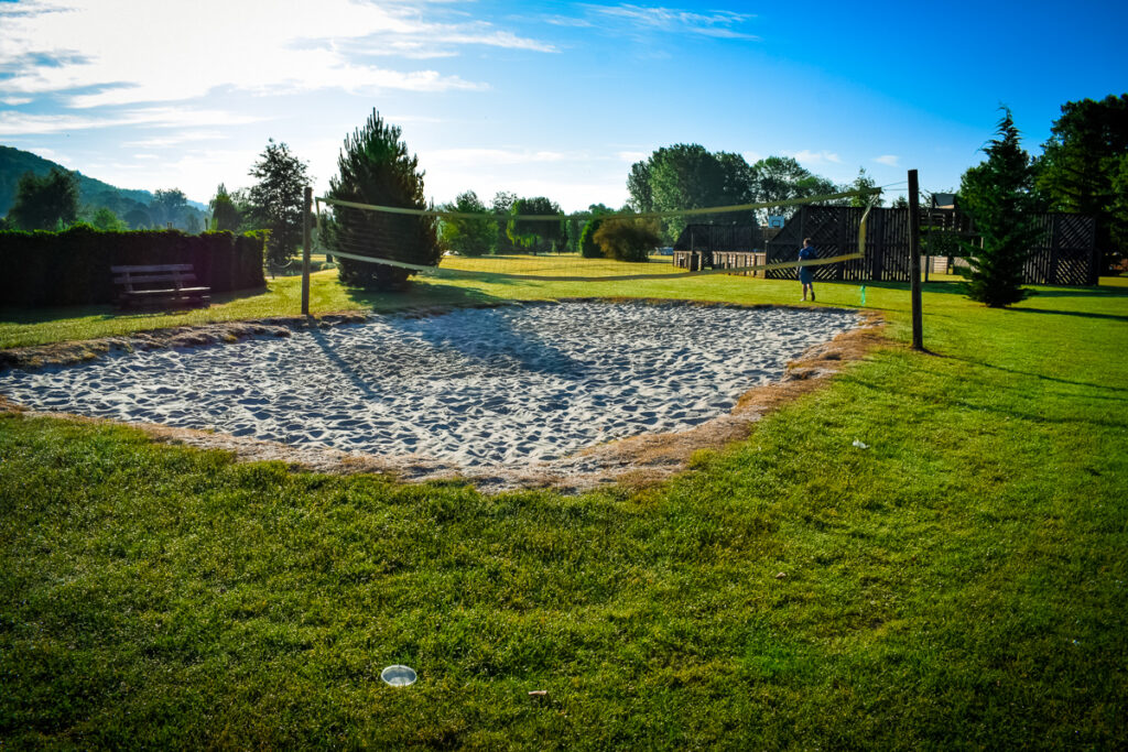 The sandy volley ball courts at La Croix du vieux pont berny riviere france (27)