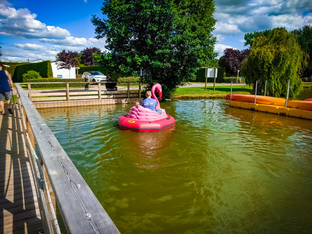 bumper boats at macao leisure cafe in camping La Croix du vieux pont berny riviere france (70)