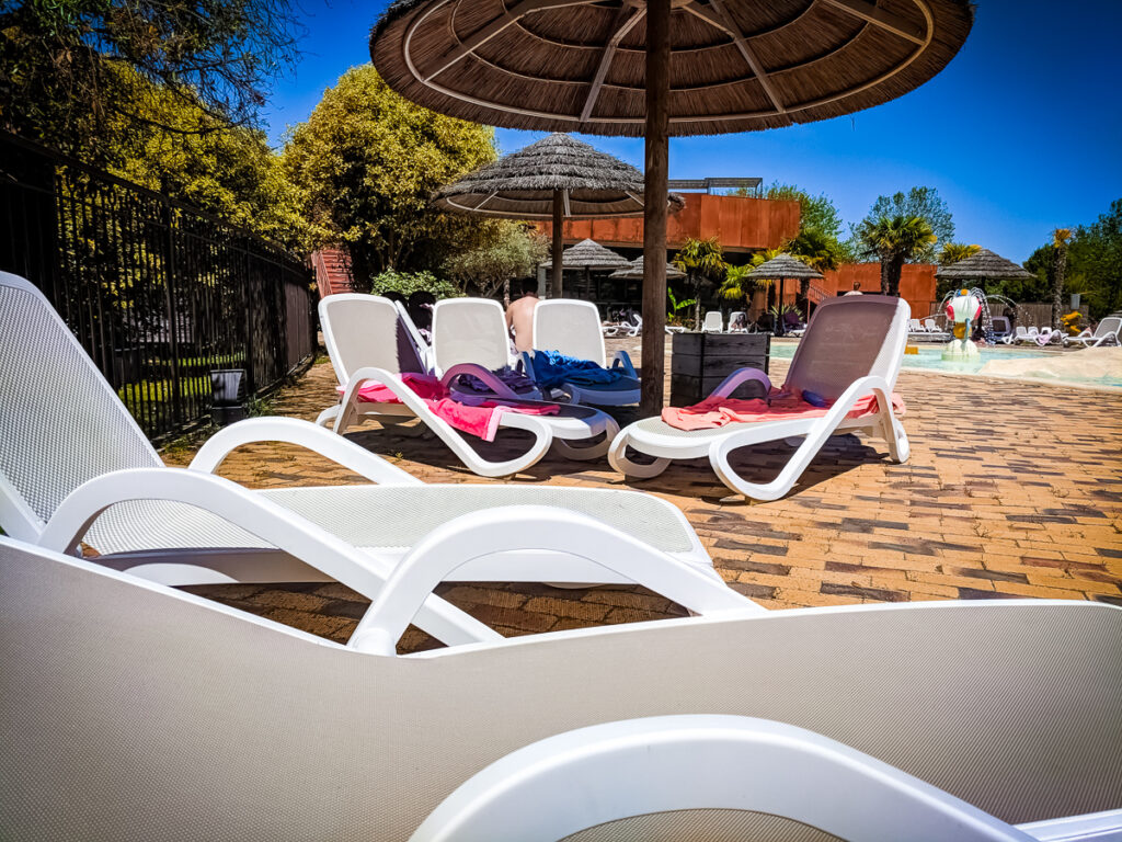 sunloungers at sequoia parc campsite