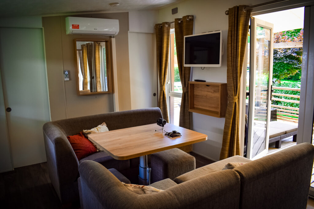 Living room area in the Aspect mobile home by eurocamp