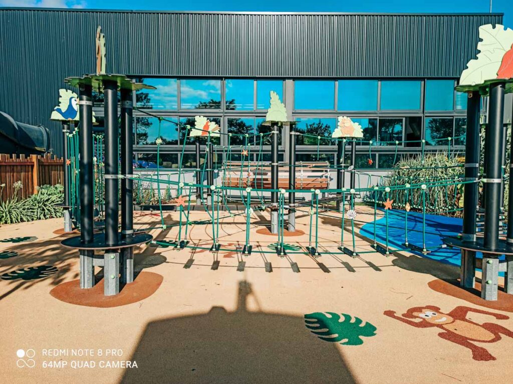 outdoor play area and rope climbing frame Camping de l'ocean Brem Sur Mer