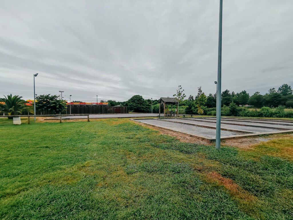 Petanque court at camping le vieux port by Resasol in Messanges, Landes department, France