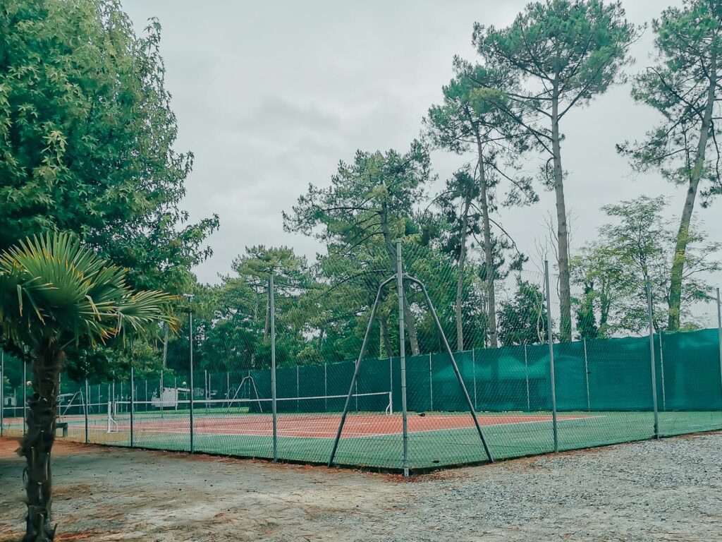 Tennis courts at camping le vieux port by Resasol in Messanges, Landes department, France