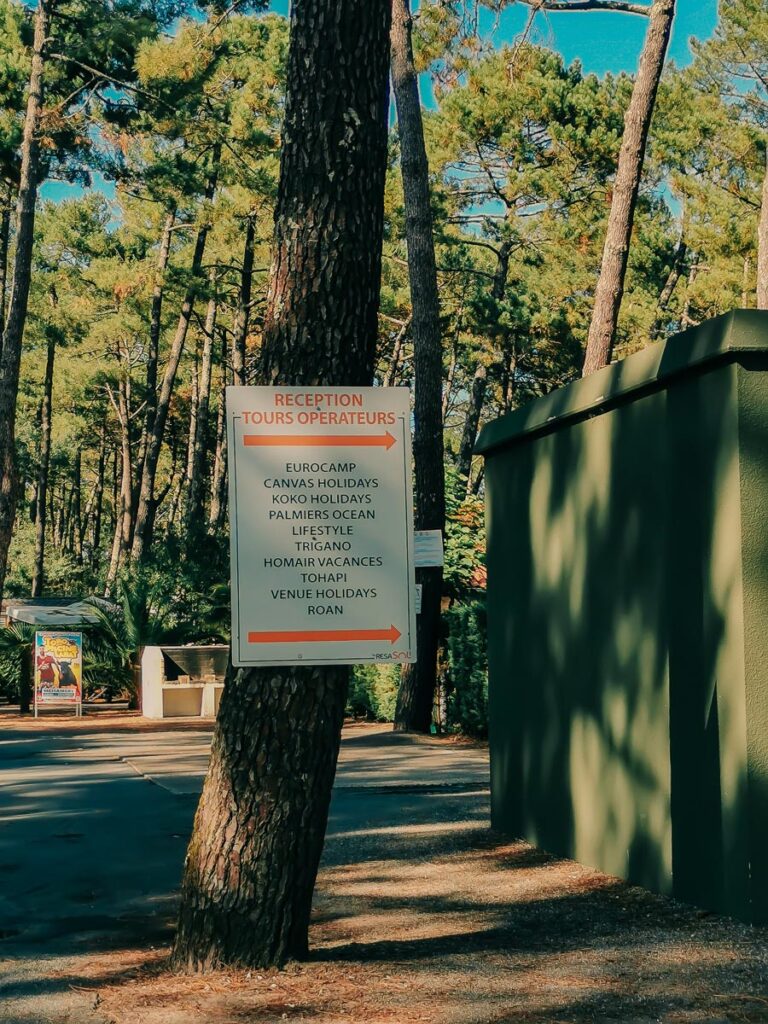 The tour operator receptions list at camping le vieux port by Resasol in Messanges, Landes department, France