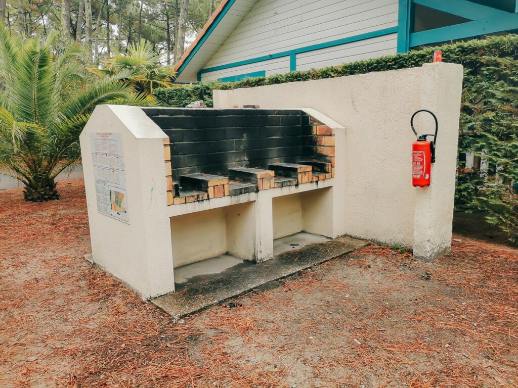 communal bbq at camping le vieux port by Resasol in Messanges, Landes department, France