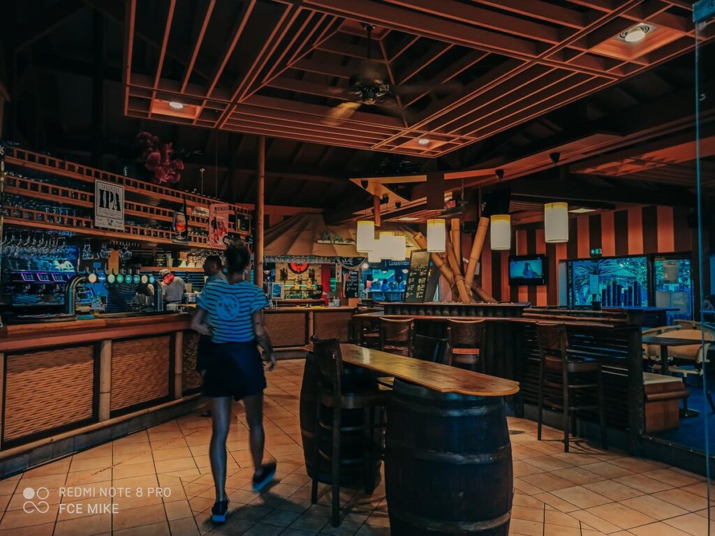 inside the bar at camping le vieux port by Resasol in Messanges, Landes department, France