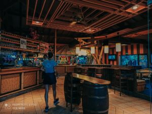 inside the bar at camping le vieux port by Resasol in Messanges, Landes department, France