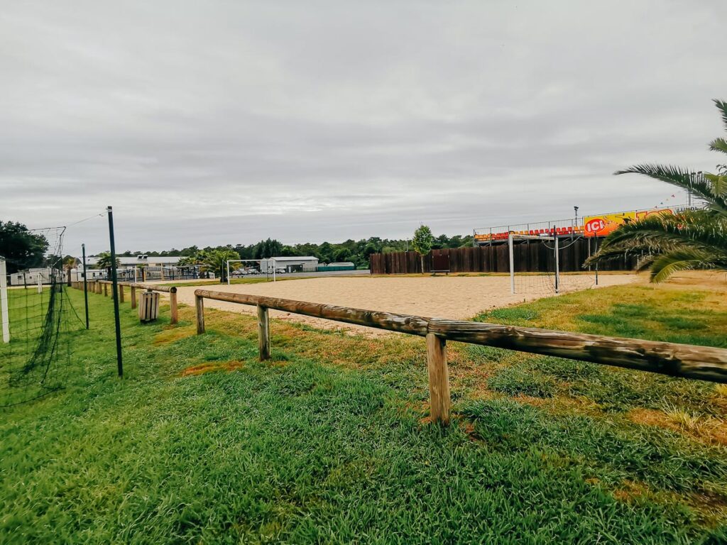 sand football pitch at camping le vieux port by Resasol in Messanges, Landes department, France