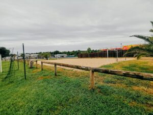sand football pitch at camping le vieux port by Resasol in Messanges, Landes department, France