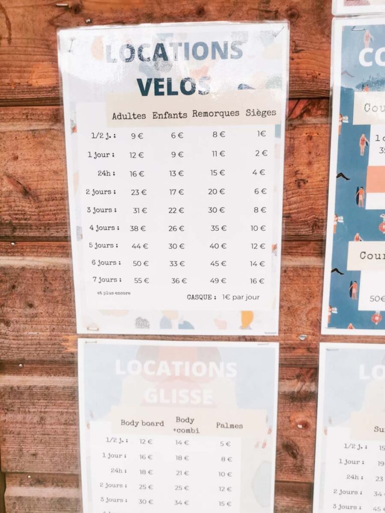 Bike hire prices at Camping natureo in Hossegor-19