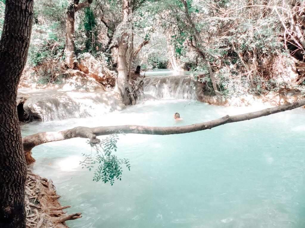 One of the rock pools at the waterfall of sillans la cascade in the var region of france