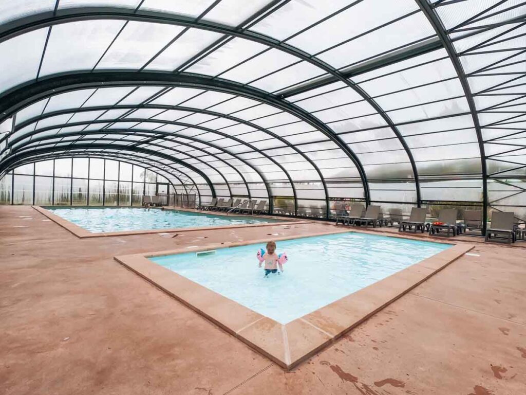 The covered pool at camping la roche posay yelloh village campsite