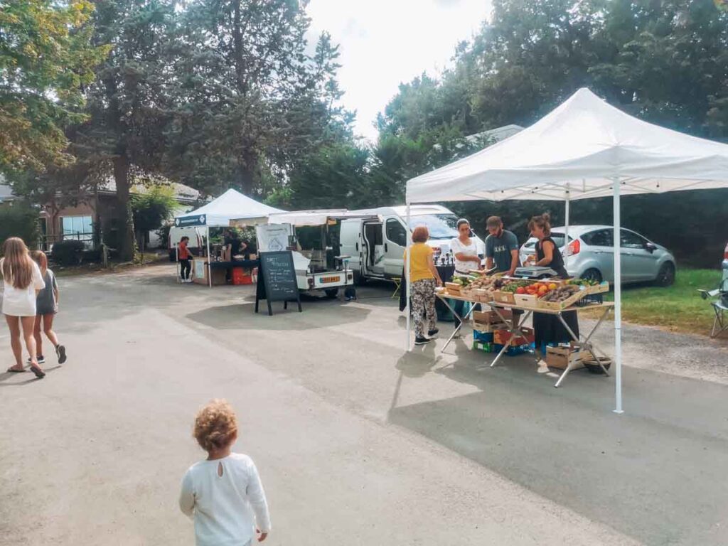 Local produce market on camping la roche posay