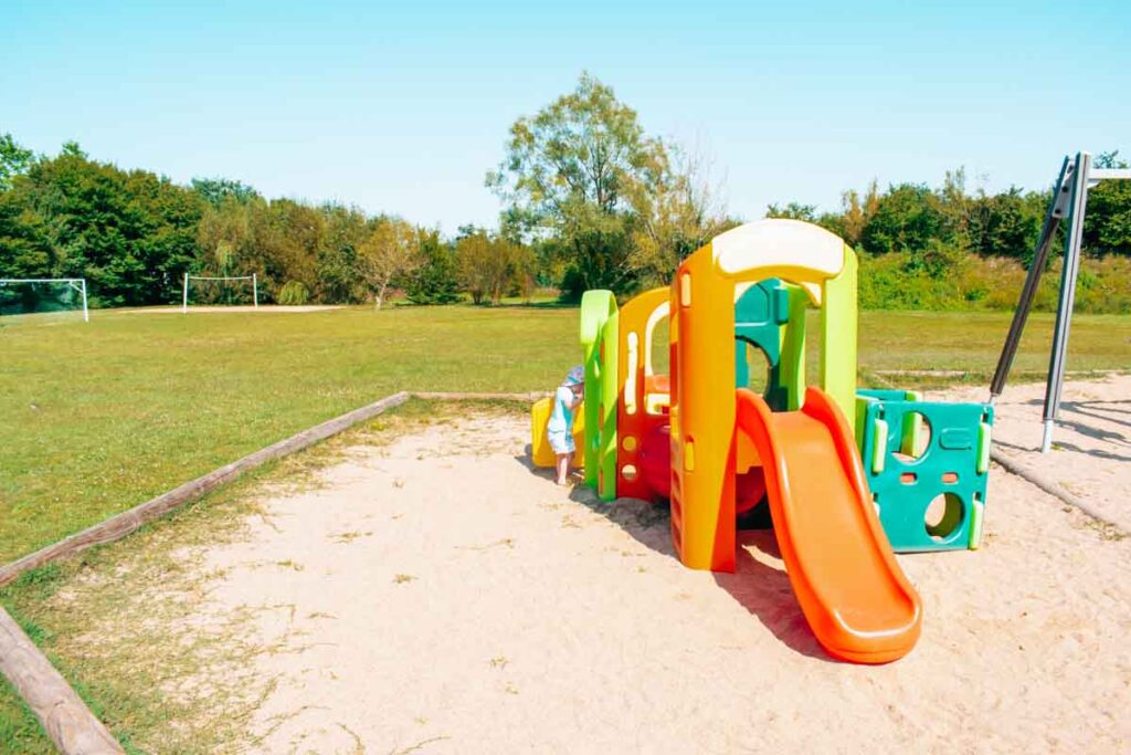 Toddler plastic play area at the la roche posay campsite