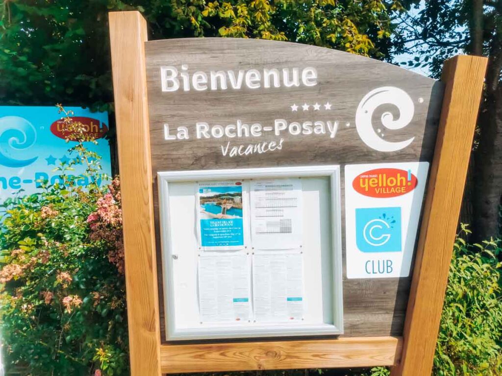 welcome sign at camping la roche posay