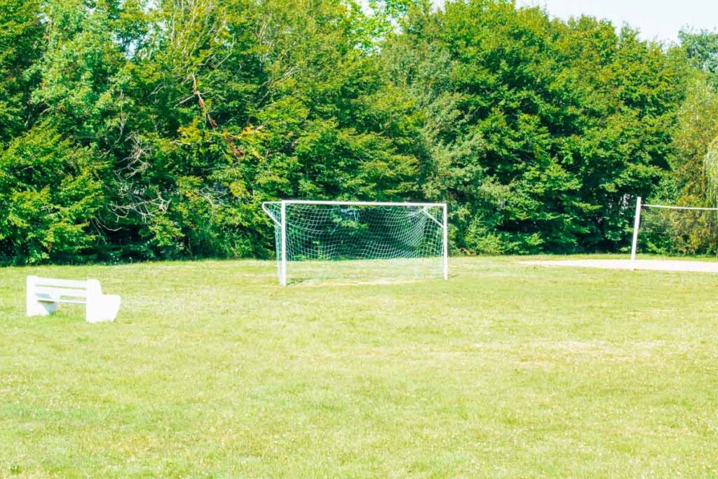 football net on the field at la roche posay yelloh village campsite