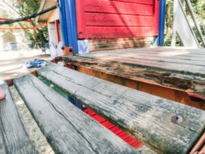 broken-kids-climbing-frame-at-sylvamar-campsite