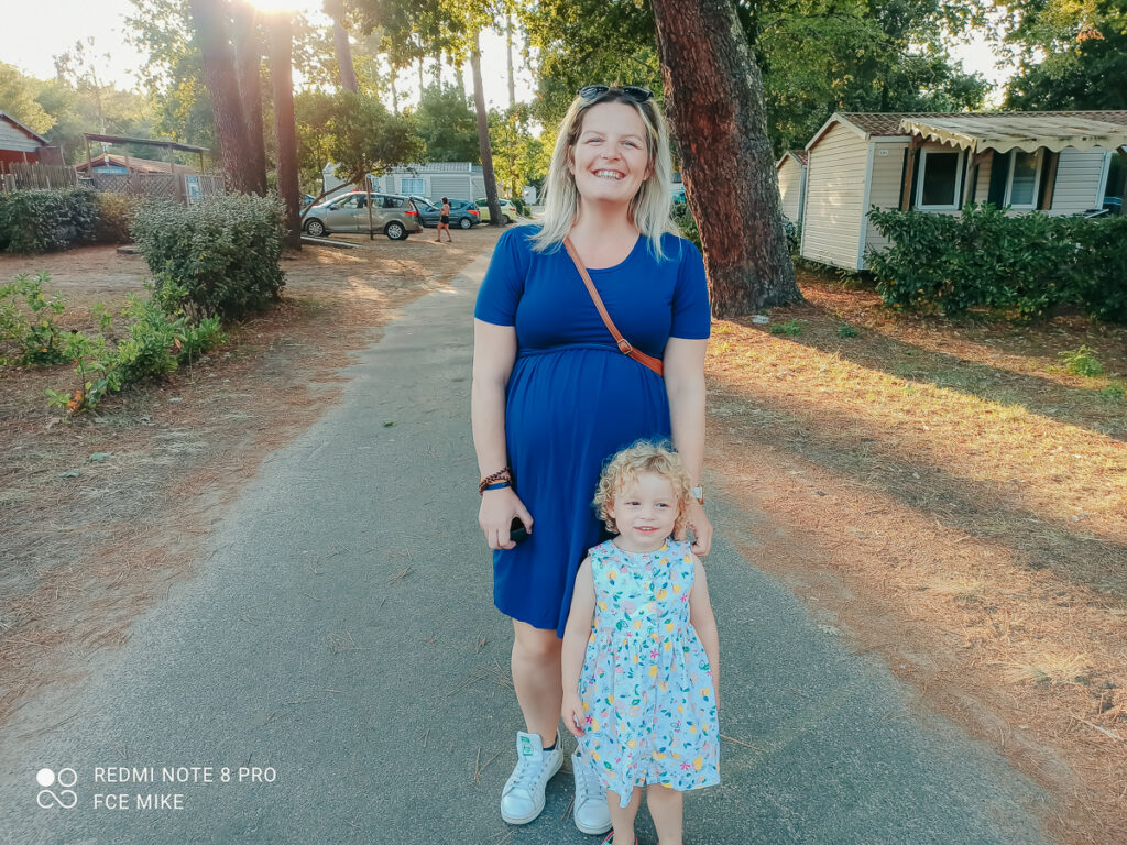 Toddler and Breanne at Marvilla parks le soleil des landes campsite (1)