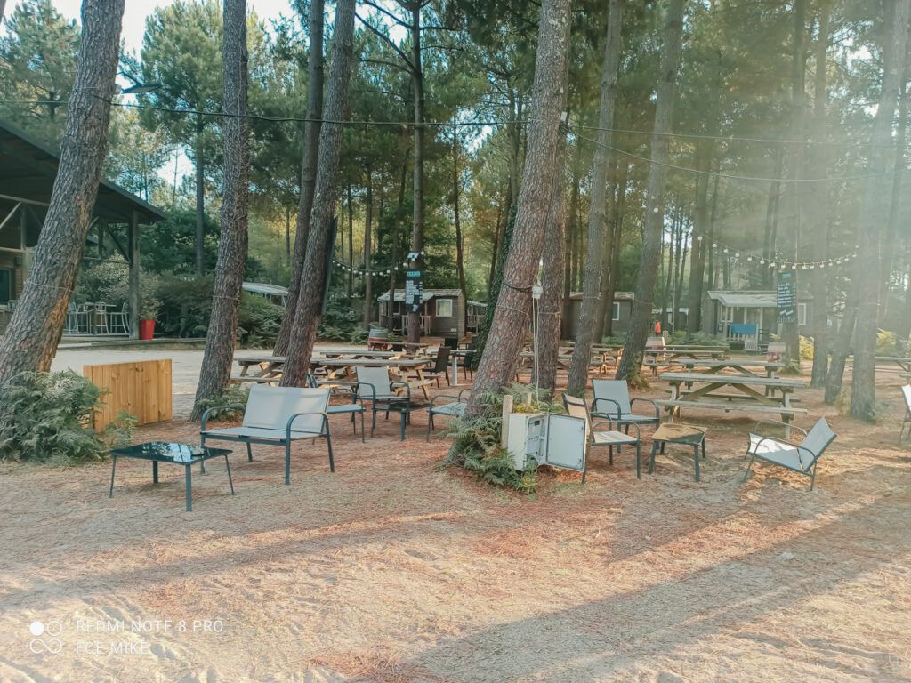 outside seating area at the bar of at sandaya soustons village campsite -21