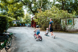 riding bikes at le ruisseau campsite