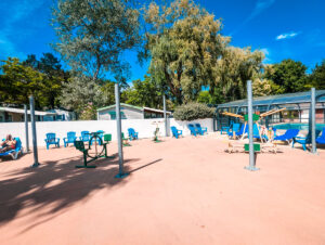 sun loungers around the spa pool at le ruisseau