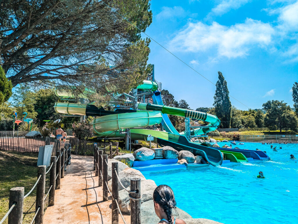 The pool complex with slides at camping le ruisseau