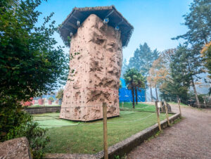 climbing wall at domaine des ormes campsite