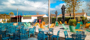 evening drinks seating area at clarys plage