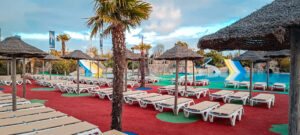 sunbeds around the pool at clarys plage