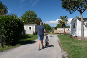 riding the scooter around la chapelle campsite