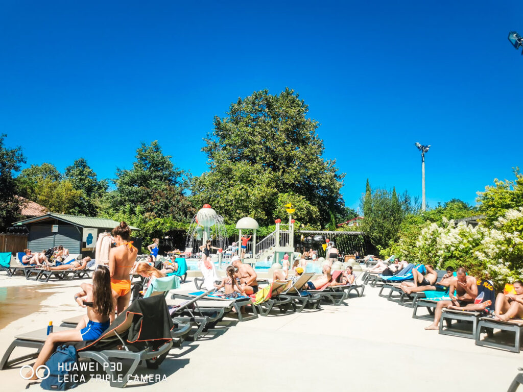 sunbeds around the pool area
