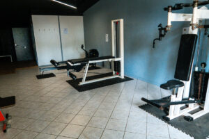 the gym area at le col vert campsite