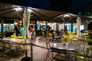 outside of the campsite restaurant at ranc davaine