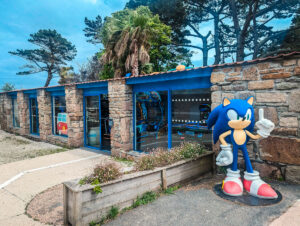 sonic the hedgehog outside the arcade