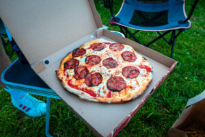 pizza from the takeaway at le ranolien