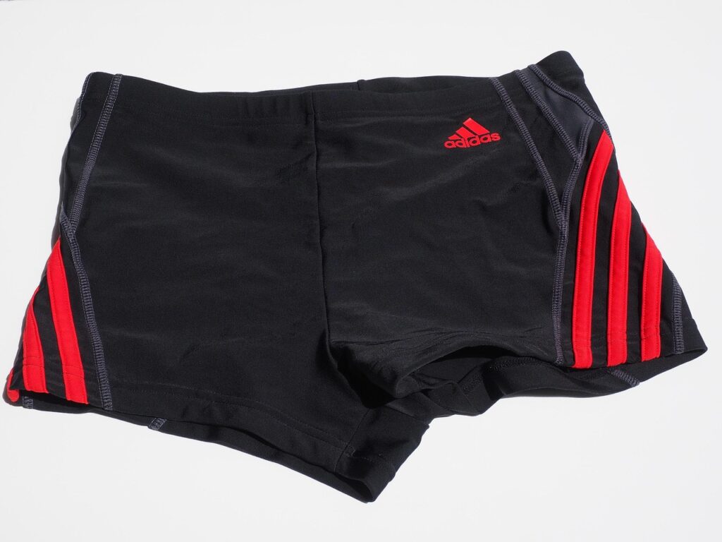 black swimming trunks on a white background