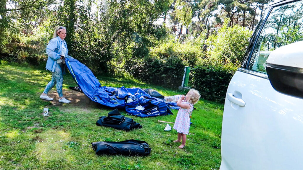 Setting up the berghaus adhara tent with my toddler helping me