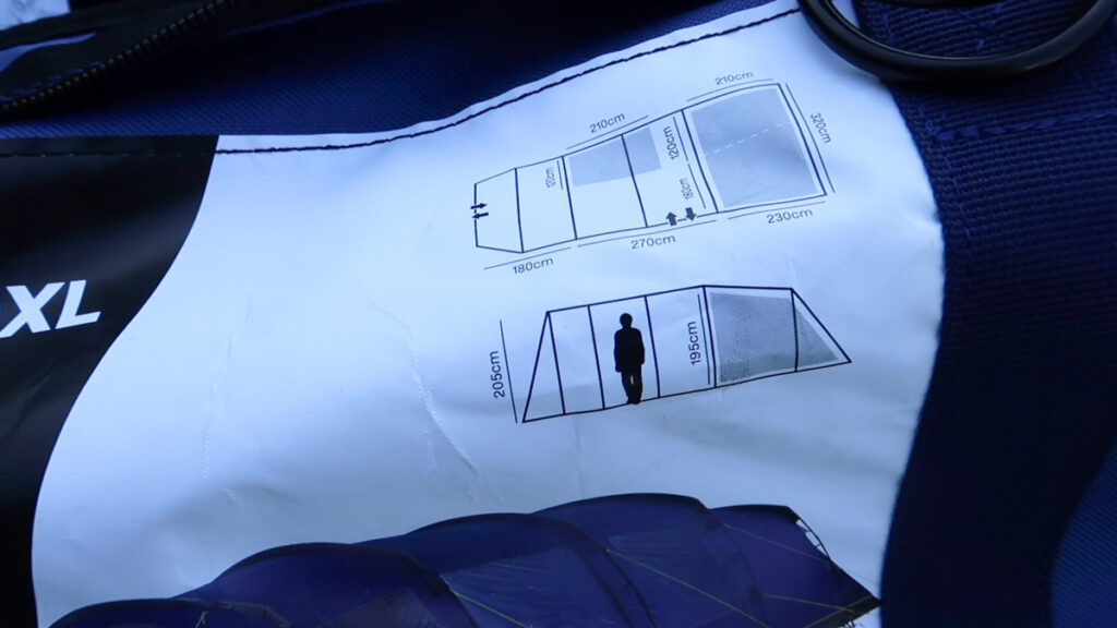 dimensions label of the berghaus adhara 700xl poled tent