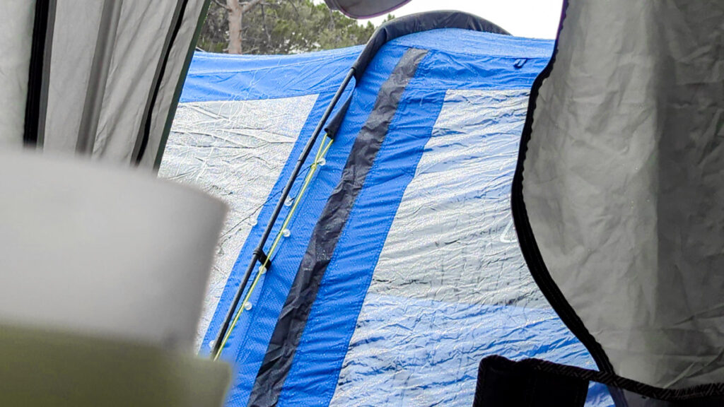 Berghaus adhara tent in the rain and wind storm in france