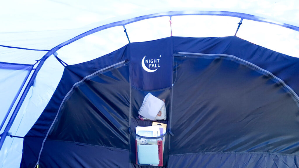 nightfall blackout bedrooms and pocket storage on the Berghaus adhara tent
