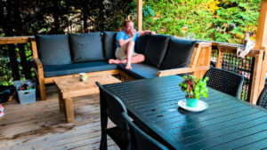 Eurocamp outdoor lounge decking at Camping Bel
