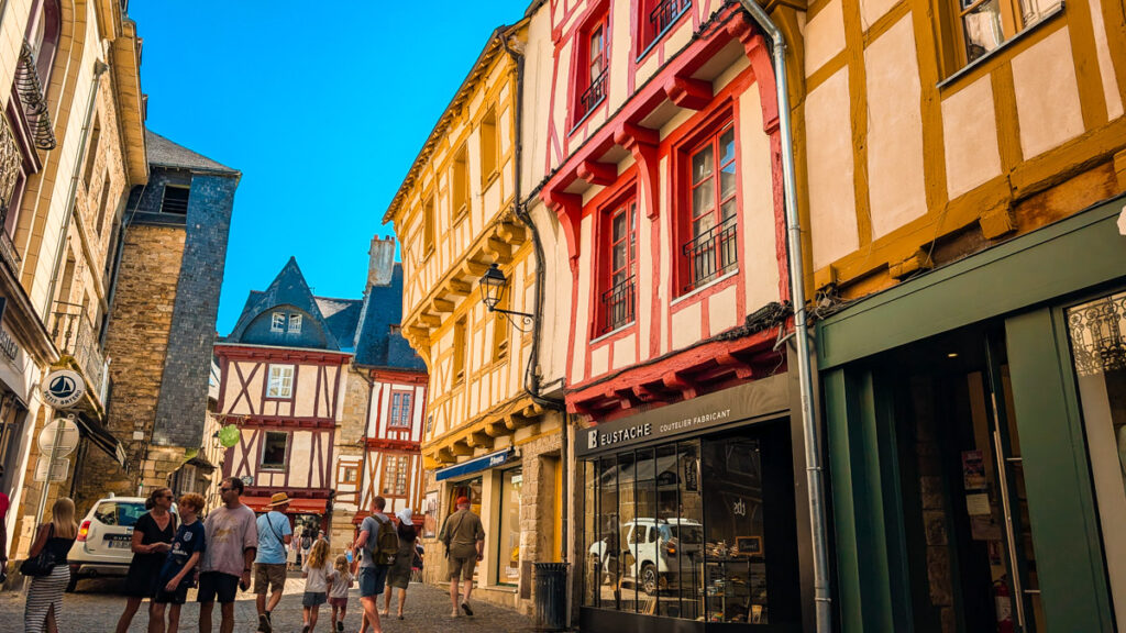 scenery in the beautiful city of vannes half timbered houses and cobbled streets