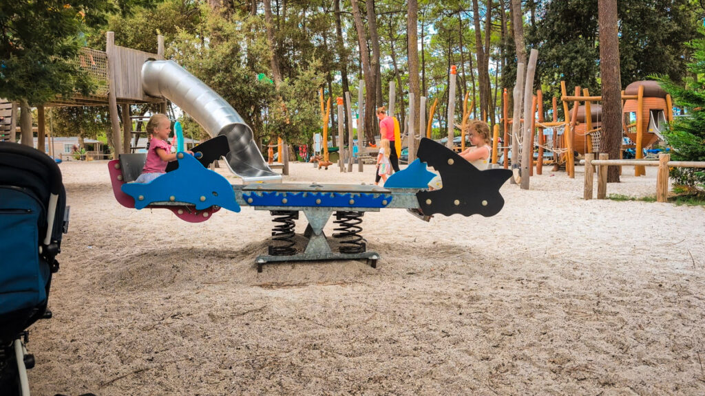 see saw with two children playing at camping cote d'argent