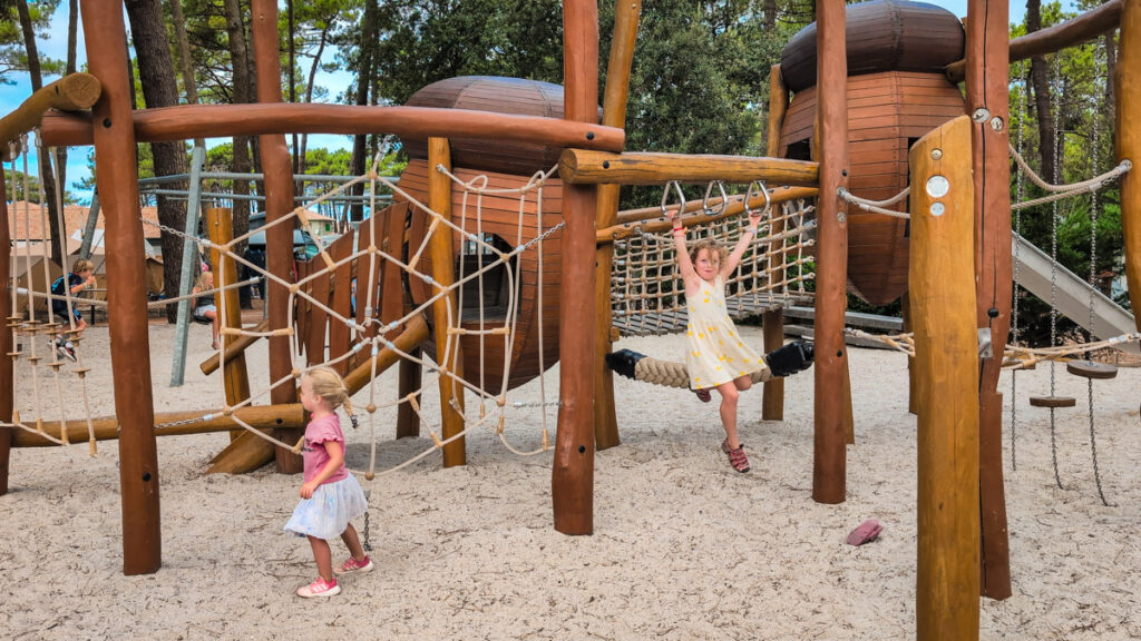 campsite playground climbing frame and slides at camping cote d'argent